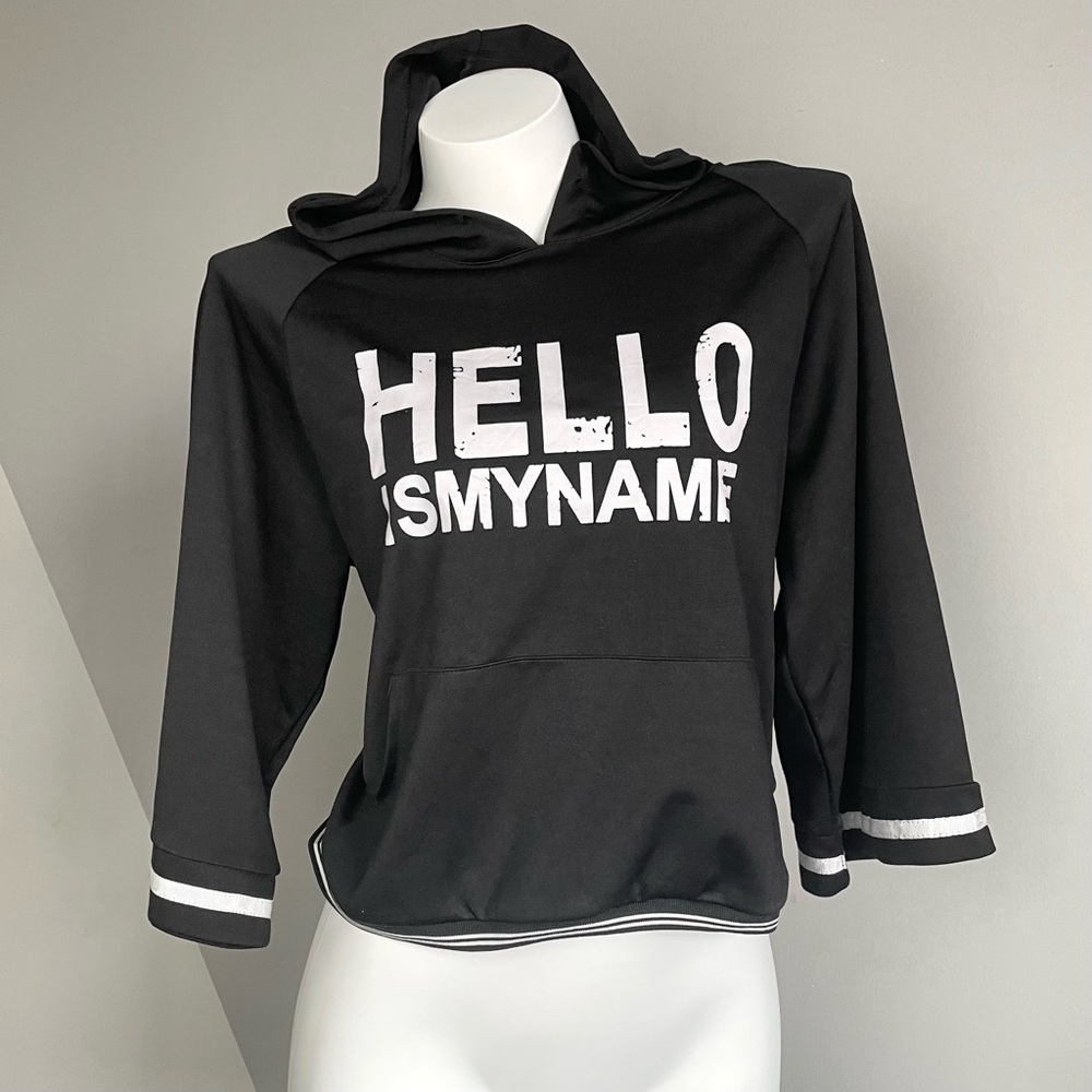 Harajuku Black Hoodie with White Text
